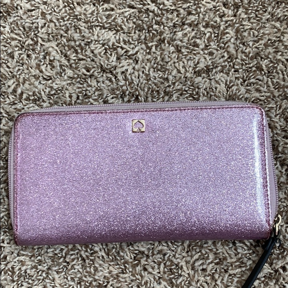 Kate Spade Lavender Glitter Zip Wallet